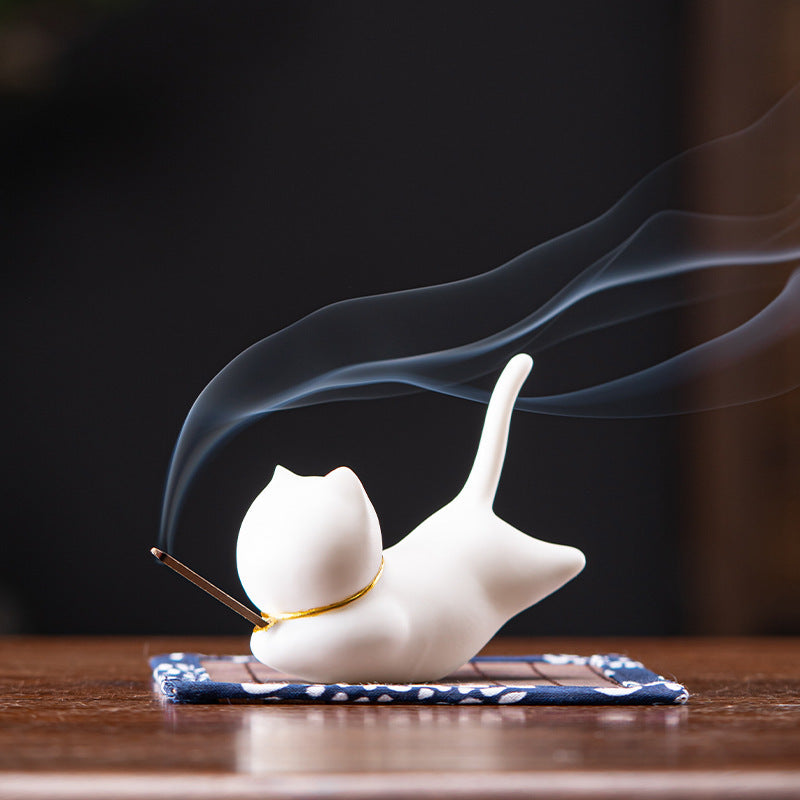 Kitten Ceramic Ornament Cute Cat Tea Pet Pen Holder Incense Holder - iTeapet