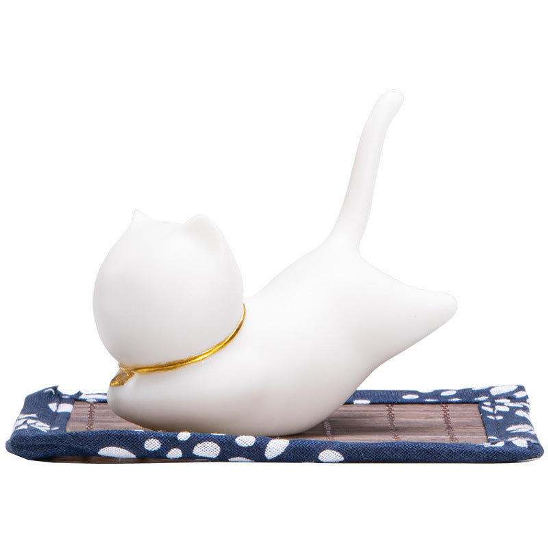 Kitten Ceramic Ornament Cute Cat Tea Pet Pen Holder Incense Holder - iTeapet