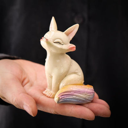 Tea Pet | Fox Ornament, Color-Changing Tea Pet, Cute Snow Fox Side Face Pottery Ornament iTeapet