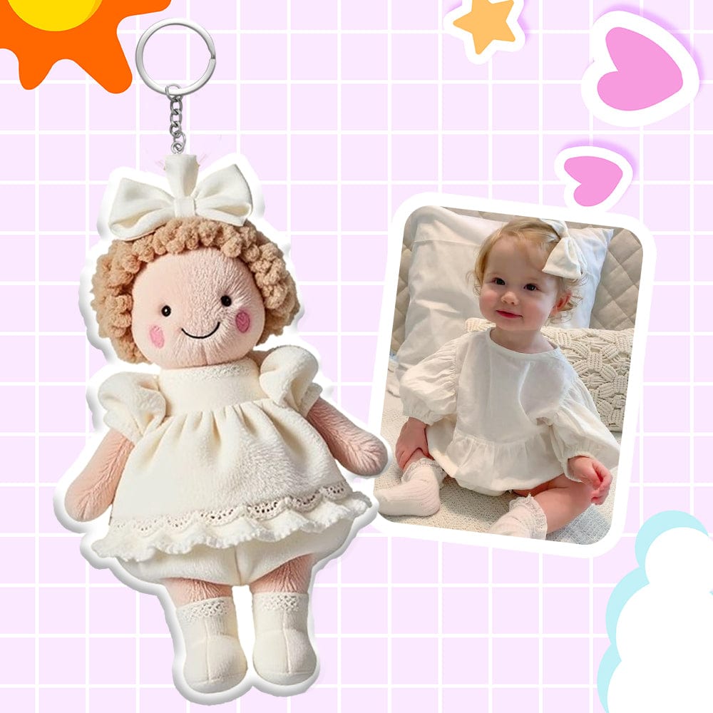 Personalized Photo Plush Doll Keychain Mini Me Plush Keychain Anniversary Gifts for Couple