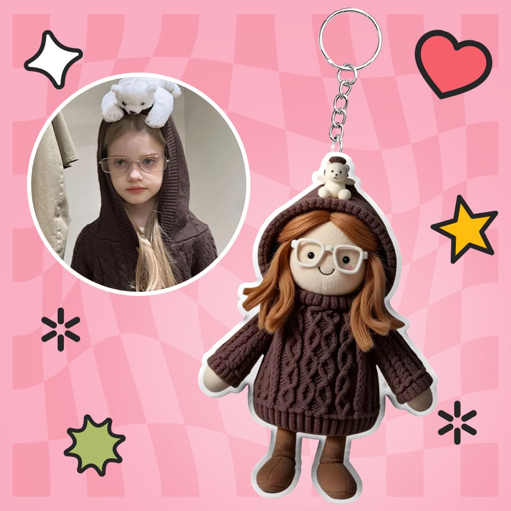 Personalized Photo Plush Doll Keychain Mini Me Plush Keychain Gifts for Son