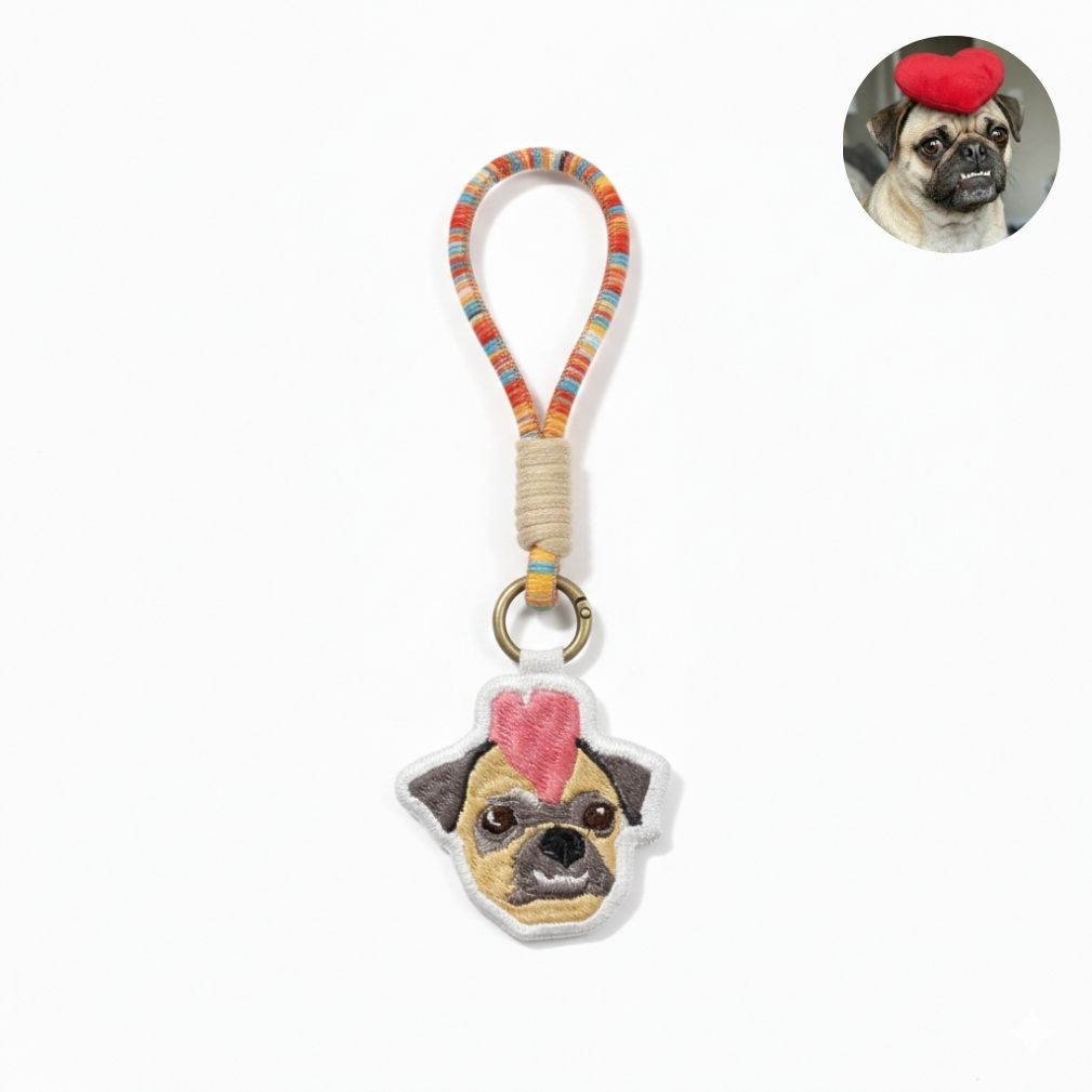 Dog toy with a pug design on a white background