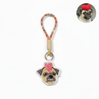 Hand-Embroidered Pet Portrait Keychain Bagcharm