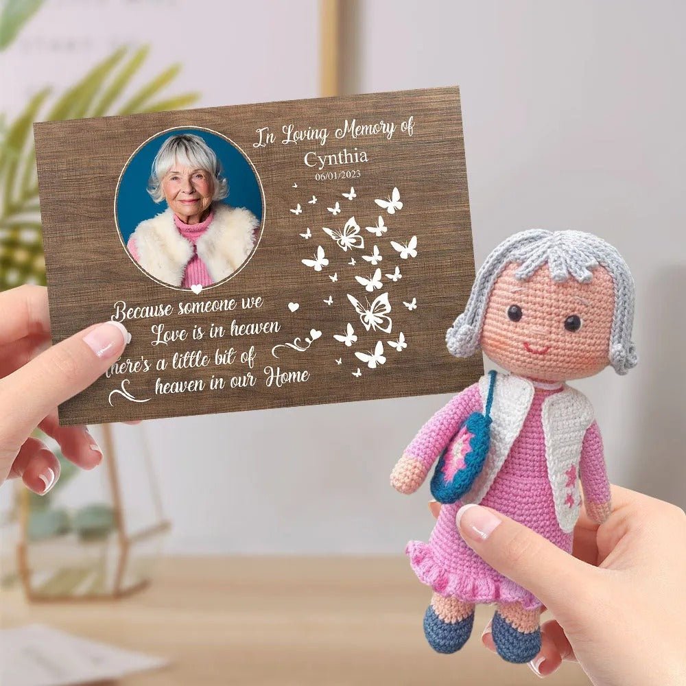 In Loving Memory Personalized Crochet Doll Gifts Handmade Mini Dolls Look alike Your Photo with Custom Memorial Card mysite