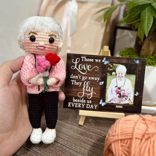 Personalized Crochet Doll with Photo Card "Those We Love Don't Go Away" mysite