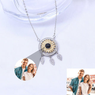 Personalized dream catcher flower projection necklace