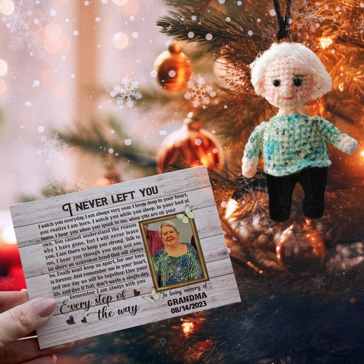 Personalized Ornament Crochet Doll with Photo Card "I Never Left You" mysite