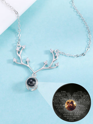 Personalized Photo Projection Antler Necklace