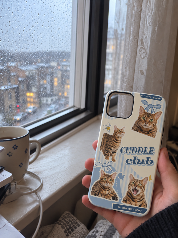 Pet collage case featuring a Bengal cat, photographed on its own.